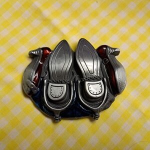 Vintage Silver and Red Shoe/ Blue Boots "Naughty" Belt Buckle Accessory